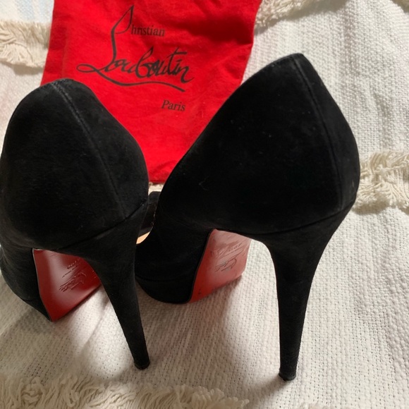 Auth Christian Louboutin Black Suede Pep Toe 10.5 - Picture 2 of 6